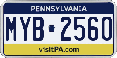PA license plate MYB2560