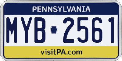 PA license plate MYB2561