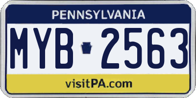 PA license plate MYB2563