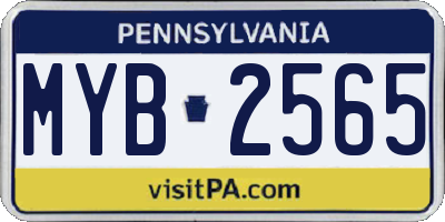 PA license plate MYB2565