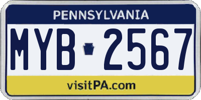 PA license plate MYB2567