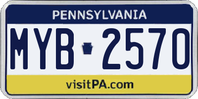 PA license plate MYB2570