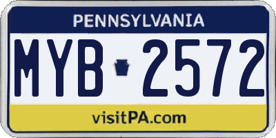 PA license plate MYB2572