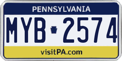 PA license plate MYB2574