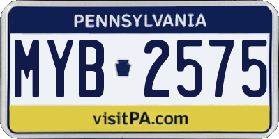 PA license plate MYB2575