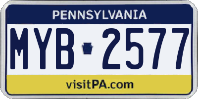 PA license plate MYB2577