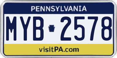 PA license plate MYB2578