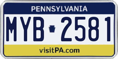 PA license plate MYB2581