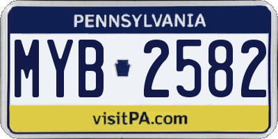 PA license plate MYB2582