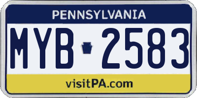 PA license plate MYB2583