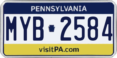 PA license plate MYB2584
