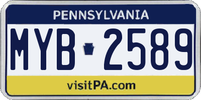 PA license plate MYB2589