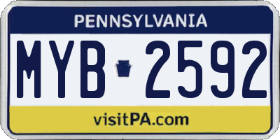 PA license plate MYB2592