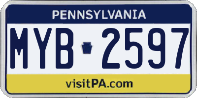 PA license plate MYB2597