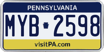 PA license plate MYB2598