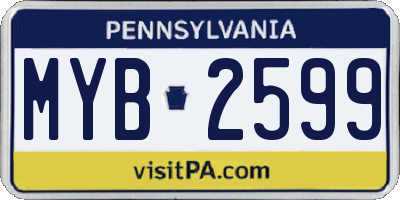 PA license plate MYB2599