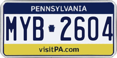 PA license plate MYB2604