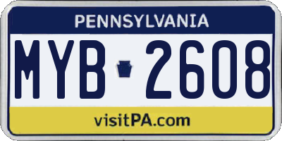 PA license plate MYB2608