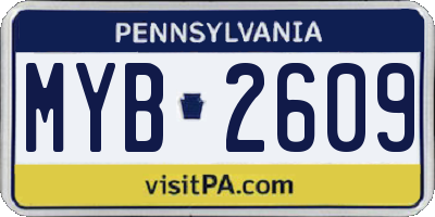 PA license plate MYB2609