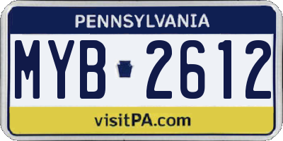 PA license plate MYB2612