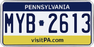 PA license plate MYB2613