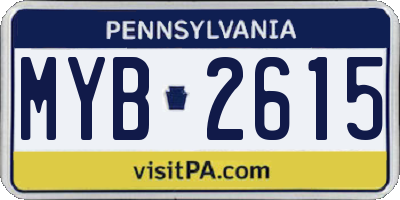 PA license plate MYB2615