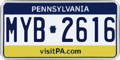 PA license plate MYB2616