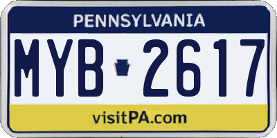PA license plate MYB2617