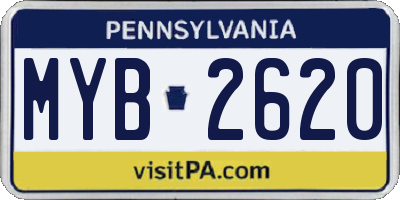 PA license plate MYB2620