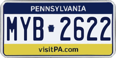 PA license plate MYB2622