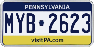 PA license plate MYB2623