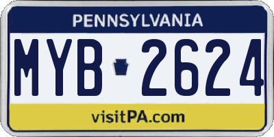 PA license plate MYB2624