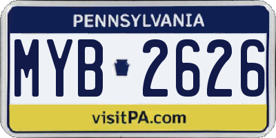 PA license plate MYB2626