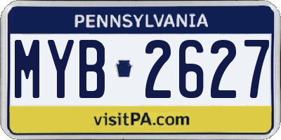 PA license plate MYB2627