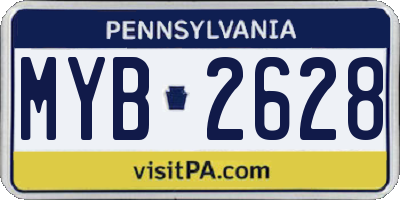 PA license plate MYB2628