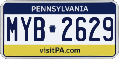 PA license plate MYB2629