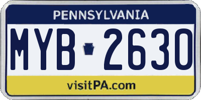 PA license plate MYB2630