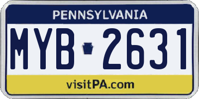 PA license plate MYB2631