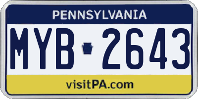 PA license plate MYB2643