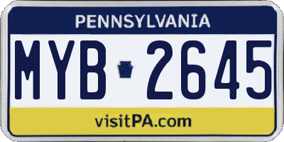 PA license plate MYB2645