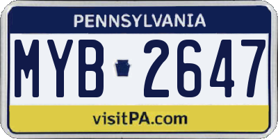 PA license plate MYB2647