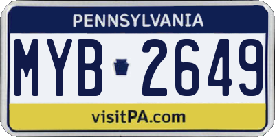PA license plate MYB2649