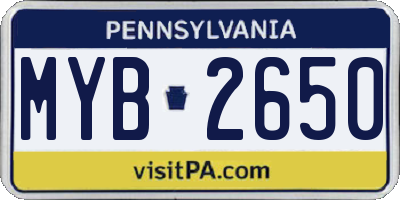 PA license plate MYB2650