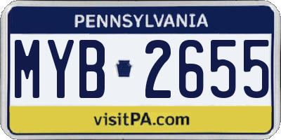 PA license plate MYB2655