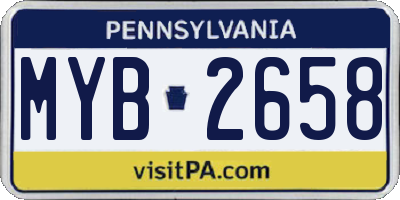 PA license plate MYB2658