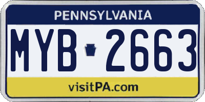 PA license plate MYB2663