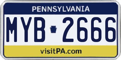 PA license plate MYB2666