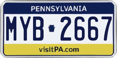PA license plate MYB2667