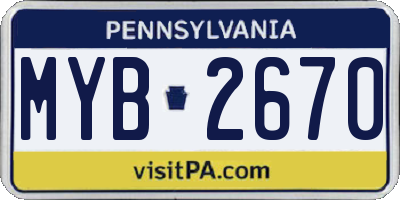 PA license plate MYB2670