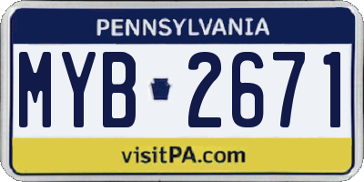 PA license plate MYB2671